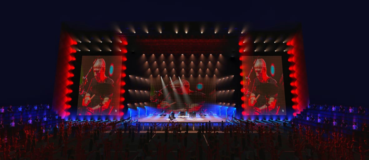 Pré-visualização 3D do palco